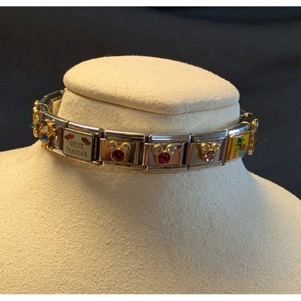 Italian Charm Bracelet Stainless Steel Mixed Brands 18 Charms  Vintage Mickey